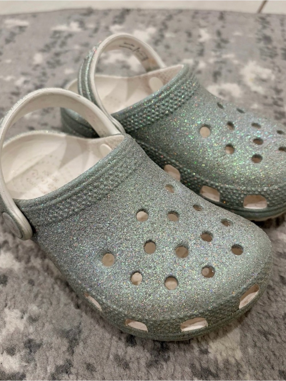 CROCS holo Glitter Kids Clog - Sparkling Silver size 9c toddler girls